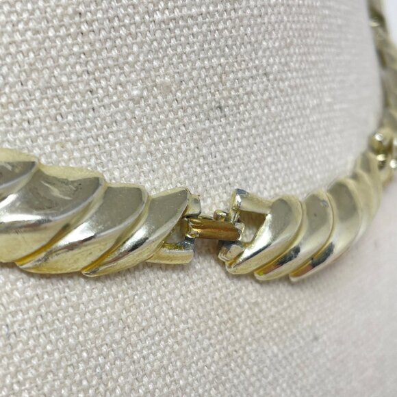 Vintage Choker‎ Necklace Silver-Tone Chunky Retro Simple Geometric - Picture 5 of 8